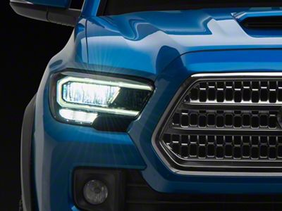 Full LED DRL Headlights; Black Housing; Clear Lens (16-23 Tacoma w/ Factory Halogen DRL)
