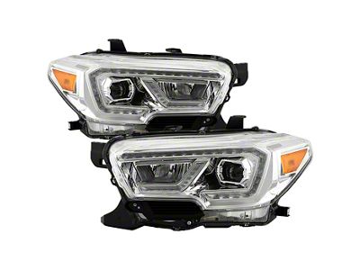 Full LED DRL Projector Headlights; Chrome Housing; Clear Lens (16-22 Tacoma SR, SR5)