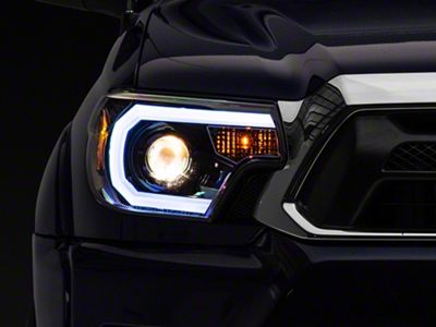 Light Bar DRL Projector Headlights; Jet Black Housing; Clear Lens (12-15 Tacoma)