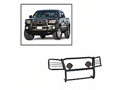 Grille Guard with 7-Inch Black Round LED Lights; Black (05-15 Tacoma)