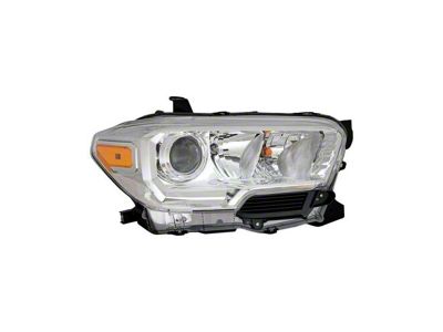 CAPA Replacement Halogen Headlight; Chrome Housing; Clear Lens; Passenger Side (19-23 Tacoma w/ Factory Halogen Headlights)