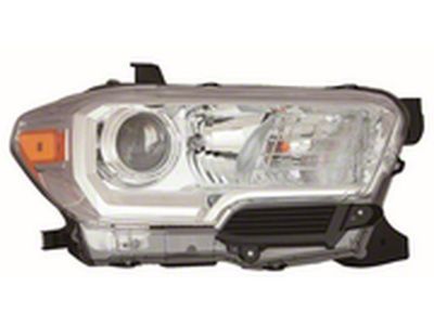 CAPA Replacement Headlight; Chrome Housing; Clear Lens; Passenger Side (16-18 Tacoma w/ Factory Halogen Headlights)