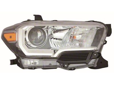 Replacement Headlight; Black Housing; Clear Lens; Passenger Side (16-18 Tacoma w/ Factory Halogen Headlights)