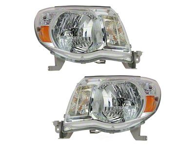 Headlights; Chrome Housing; Clear Lens (05-11 Tacoma)