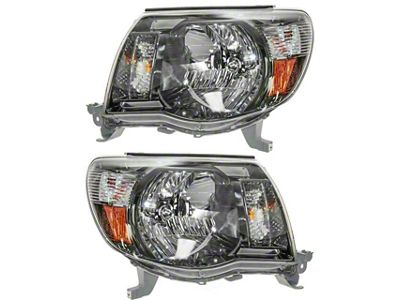 Headlights; Chrome Housing; Clear Lens (05-11 Tacoma)