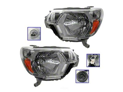 Headlights; Chrome Housing; Clear Lens (12-15 Tacoma)