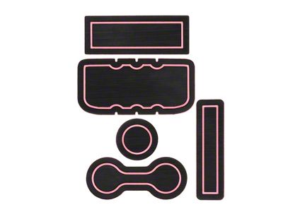 Interior Cup Holder Foam Inserts; Black/Pink (05-15 Tacoma w/ Automatic Transmission)