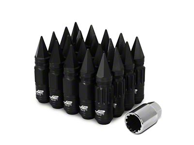 J2 Engineering Black Aluminum Spiked Lug Nuts; M12 x 1.5; 80mm; Set of 20 (05-15 5-Lug Tacoma)