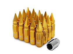 J2 Engineering Gold Aluminum Spiked Lug Nuts; M12 x 1.5; 80mm; Set of 20 (05-15 5-Lug Tacoma)