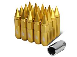 J2 Engineering Gold Aluminum Spiked Lug Nuts; M12 x 1.5; 90mm; Set of 20 (05-15 5-Lug Tacoma)