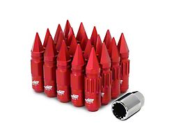 J2 Engineering Red Aluminum Spiked Lug Nuts; M12 x 1.5; 80mm; Set of 20 (05-15 5-Lug Tacoma)