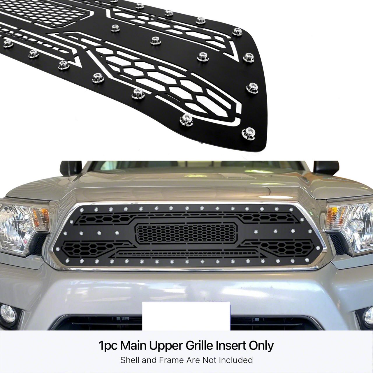 Tacoma Laser Cut Rivet Mesh Upper Replacement Grille; Black (12-15 ...