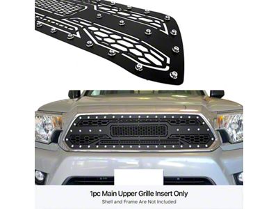 Laser Cut Rivet Mesh Upper Replacement Grille; Black (12-15 Tacoma)