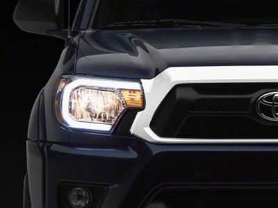 LED Bar Factory Style Headlights with Amber Reflectors; Chrome Housing; Clear Lens (12-15 Tacoma)