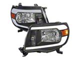 LED Bar Factory Style Headlights; Matte Black Housing; Clear Lens (05-11 Tacoma)