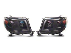 LED Bar Projector Headlights; Black Housing; Smoked Lens (05-11 Tacoma)