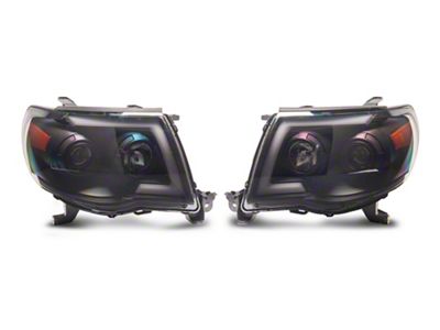 LED Bar Projector Headlights; Black Housing; Smoked Lens (05-11 Tacoma)