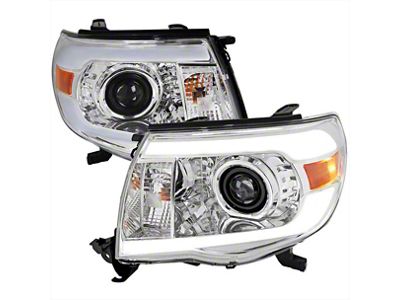 LED Bar Projector Headlights; Chrome Housing; Clear Lens (05-11 Tacoma)