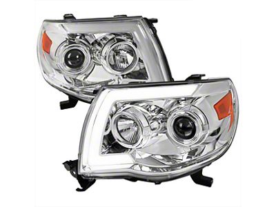 LED Bar Projector Headlights; Chrome Housing; Clear Lens (05-11 Tacoma)