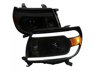 LED Bar Projector Headlights; Chrome Housing; Smoked Lens (05-11 Tacoma)