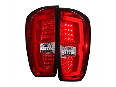 LED Bar Tail Lights; Chrome Housing; Red Clear Lens (16-23 Tacoma)