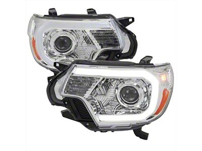 LED C-Bar Projector Headlights; Chrome Housing; Clear Lens (12-15 Tacoma)