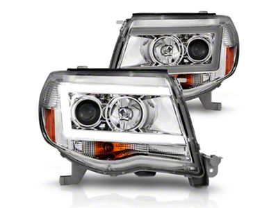 LED DRL Projector Headlights; Chrome Housing; Clear Lens (05-11 Tacoma)