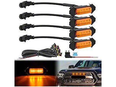 LED Front Grille Marker Lights; Amber with Amber Lens (16-23 Tacoma TRD Pro)