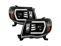 LED Light Bar Projector Headlights; Black Housing; Clear Lens (05-11 Tacoma)