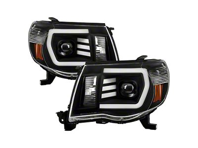 LED Light Bar Projector Headlights; Black Housing; Clear Lens (05-11 Tacoma)
