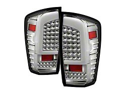 Light Bar C-Shape Style LED Tail Lights; Chrome Housing; Clear Lens (16-19 Tacoma)