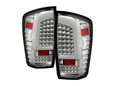 Light Bar C-Shape Style LED Tail Lights; Chrome Housing; Clear Lens (16-19 Tacoma)
