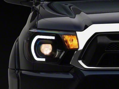 Light Bar DRL Projector Headlights; Black Housing; Clear Lens (12-15 Tacoma)