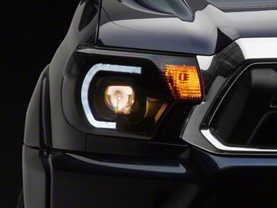 Light Bar DRL Projector Headlights; Black Housing; Smoked Lens (12-15 Tacoma)