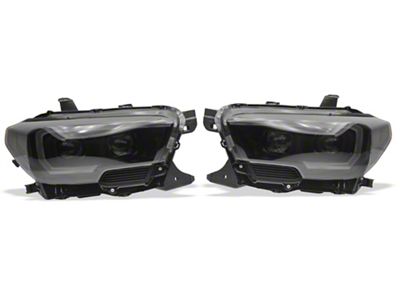 Light Bar DRL Projector Headlights; Black Housing; Smoked Lens (16-23 Tacoma SR, SR5)