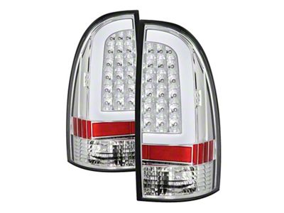 Light Bar LED Tail Lights; Chrome Housing; Clear Lens (05-15 Tacoma w/ Factory Halogen Tail Lights)