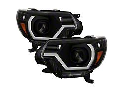 Light Bar Projector Headlights; Black Housing; Clear Lens (12-15 Tacoma)