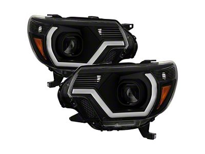 Light Bar Projector Headlights; Black Housing; Clear Lens (12-15 Tacoma)