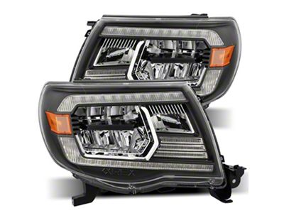 AlphaRex LUXX-Series LED Crystal Headlights; Black Housing; Clear Lens (05-11 Tacoma w/ Factory DRL)