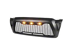 Mesh Upper Replacement Grille with Amber LED Lights; Matte Black (05-11 Tacoma)