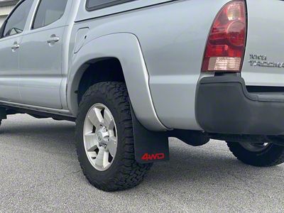 Mud Flaps with TRD Red 4WD Logo; Rear (05-15 Tacoma w/ OE Fender Flares)