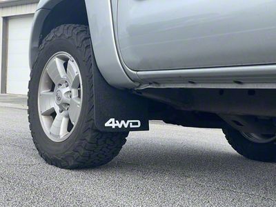 Mud Flaps with White 4WD Logo; Front (05-15 Tacoma w/ OE Fender Flares)