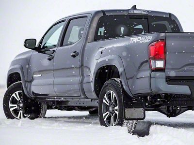 No-Drill Mud Flaps with Gunmetal Plate; Front and Rear (16-23 Tacoma)