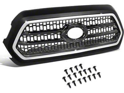 OE Style Upper Replacement Grille; Black/Chrome (16-17 Tacoma TRD Sport, TRD Offroad)