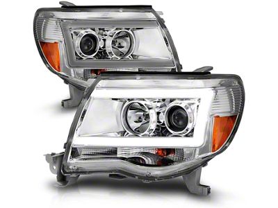 Plank Style Projector Headlights; Chrome Housing; Clear Lens (05-11 Tacoma)