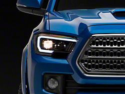 Plank Style Switchback Projector Headlights; Black Housing; Clear Lens (16-23 Tacoma w/ Factory Halogen DRL)