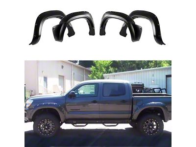 Pocket Dimple Style Fender Flares; Smooth Black (12-15 Tacoma w/ 6-Foot Bed)