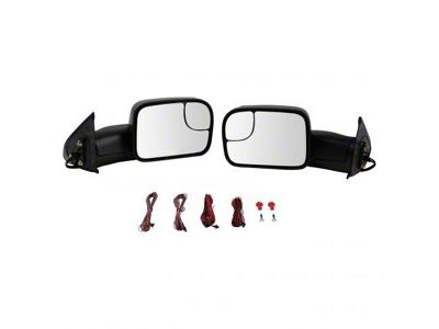 Powered Heated Flip-Up Towing Mirrors with Turn Signals; Textured Black (05-15 Tacoma)