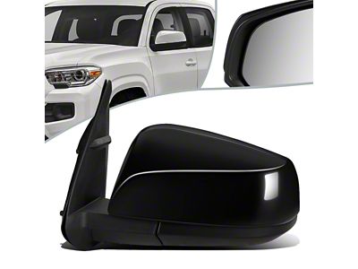 Powered Heated Folding Mirror; Driver Side; Paintable Black (16-19 Tacoma)