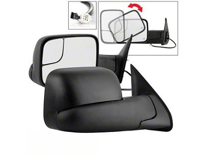 Powered Heated Manual Extendable Mirrors; Black (05-15 Tacoma)